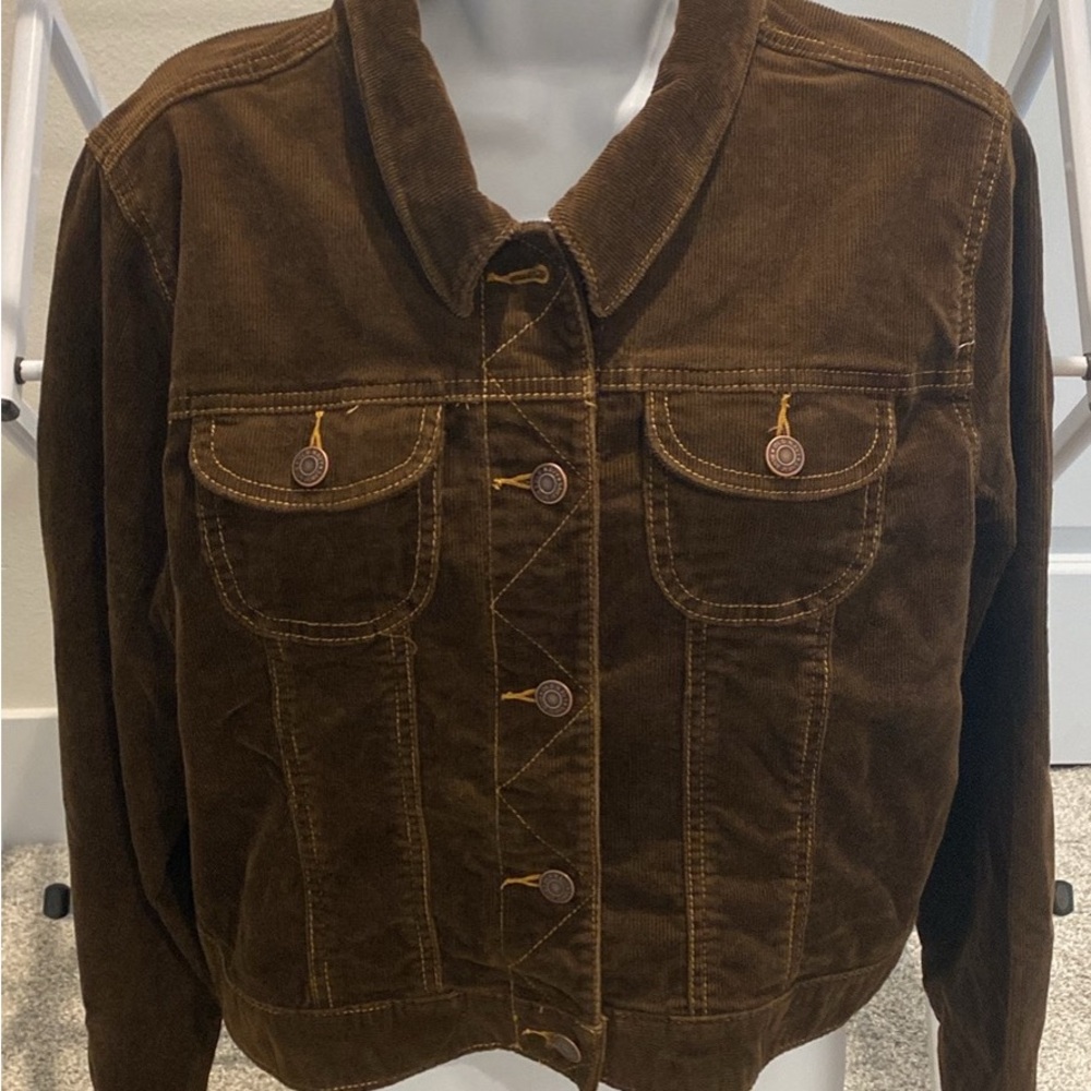 Old Navy Dark Brown Corduroy Jean Jacket Y2K size XL